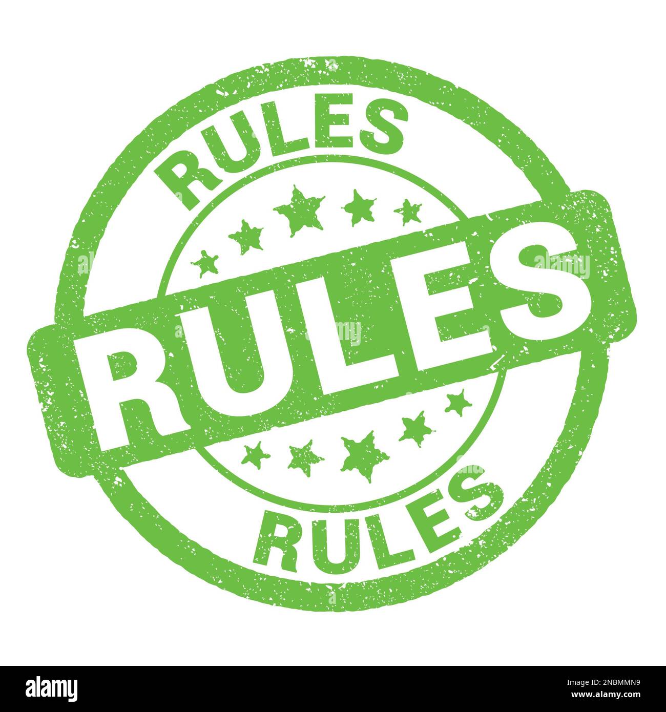 RULES text written on green grungy stamp sign Stock Photo Alamy