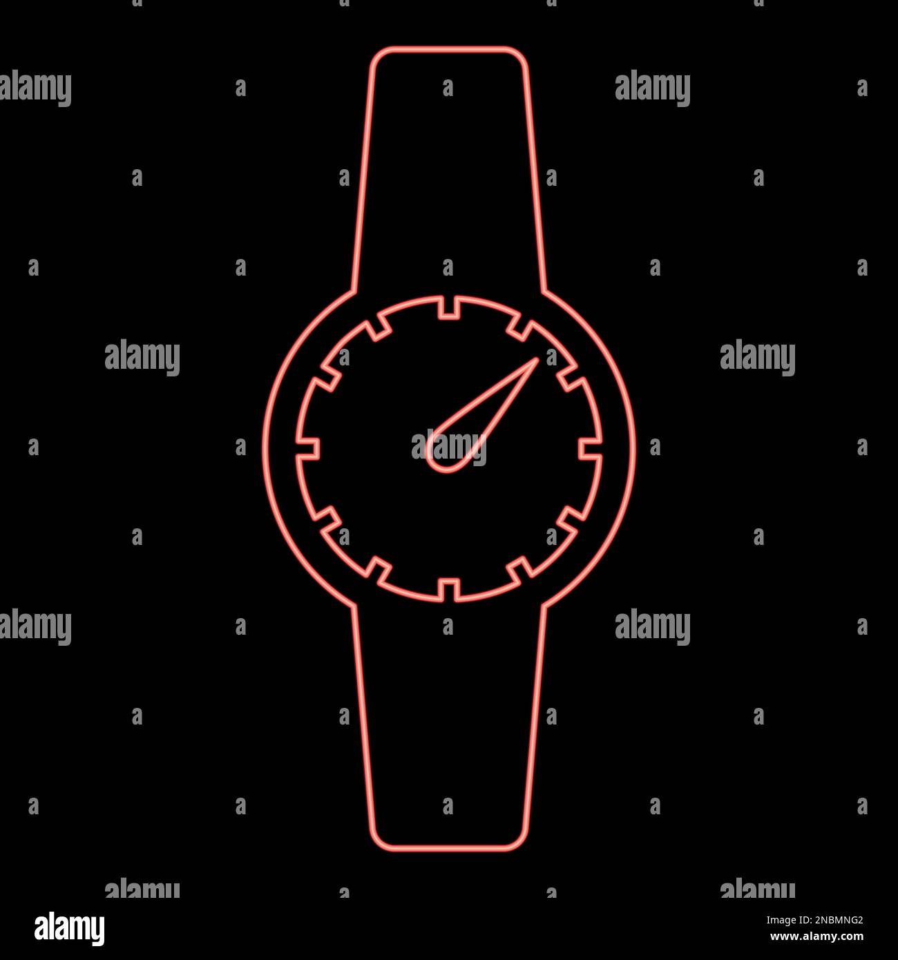 Neon hand clock red color vector illustration image flat style light