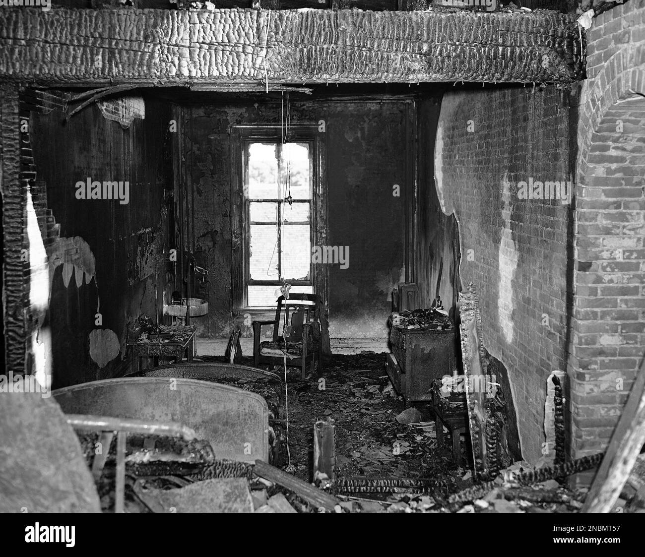 One of the guest rooms in the Canfield Hotel after it was swept by fire