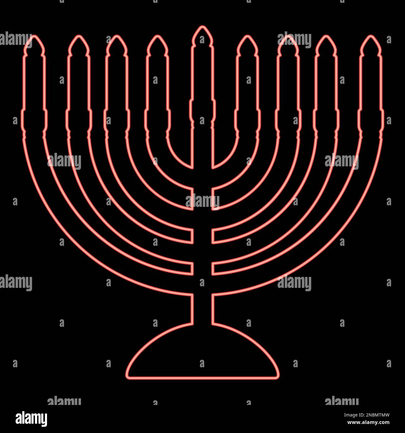 Neon chanukah menorah Jewish holiday candelabra with candles Israel