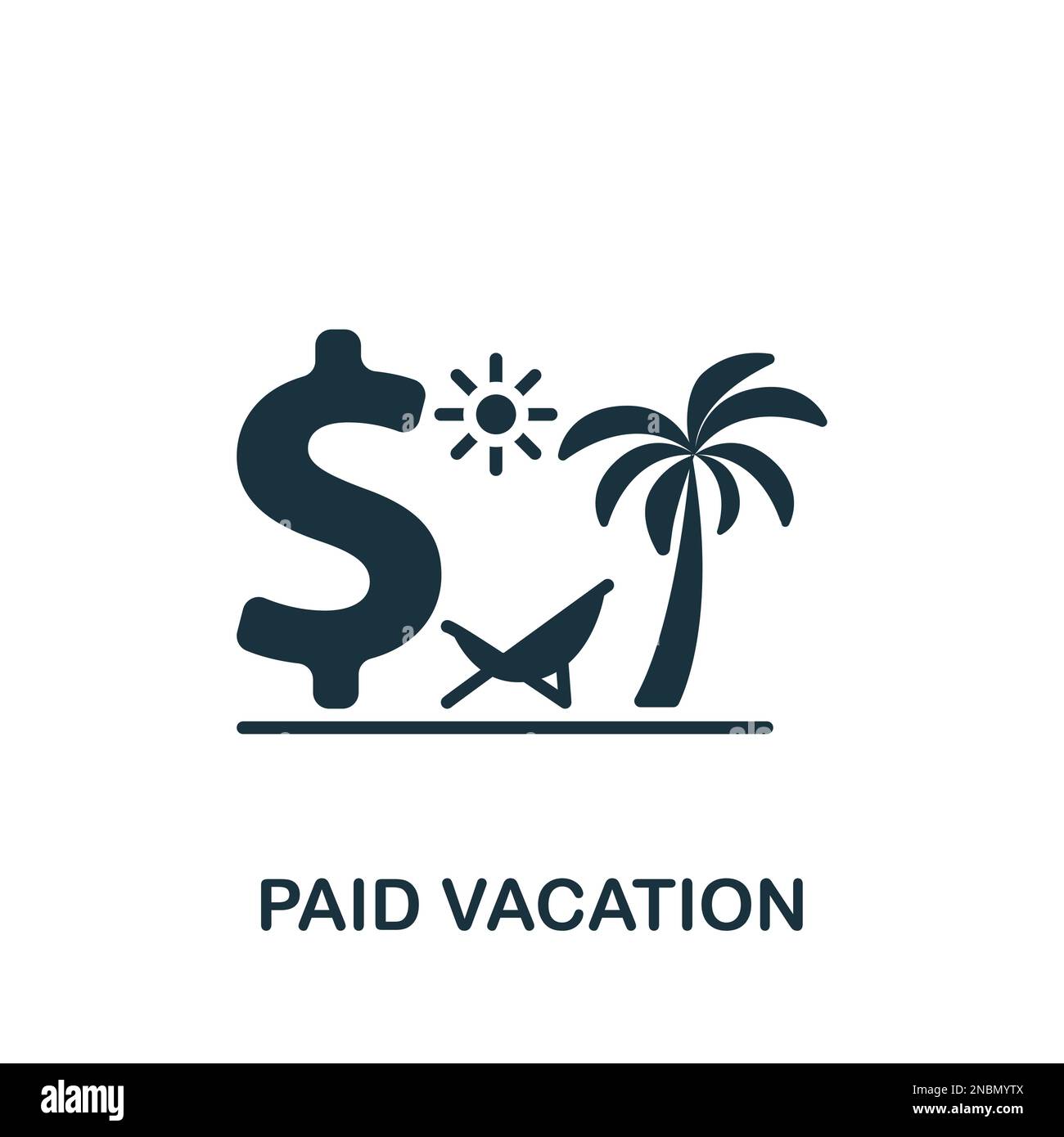 Paid vacation icon. Monochrome simple sign from employee benefits