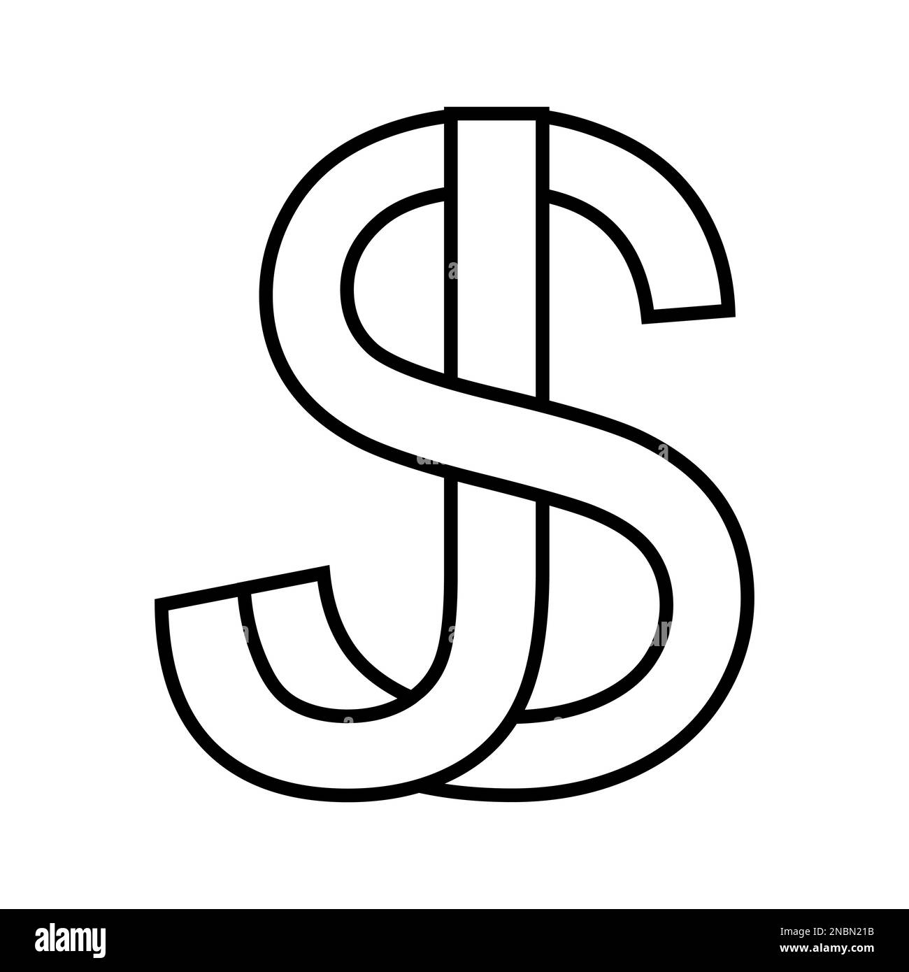 Logo sign sj js, icon double letters logotype s j Stock Vector