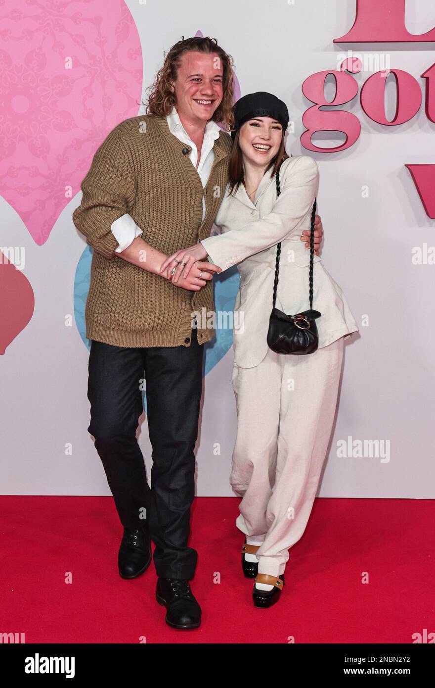 London, UK. 13th Feb, 2023. Basil Eidenbenz and Gaia Wise attend the UK