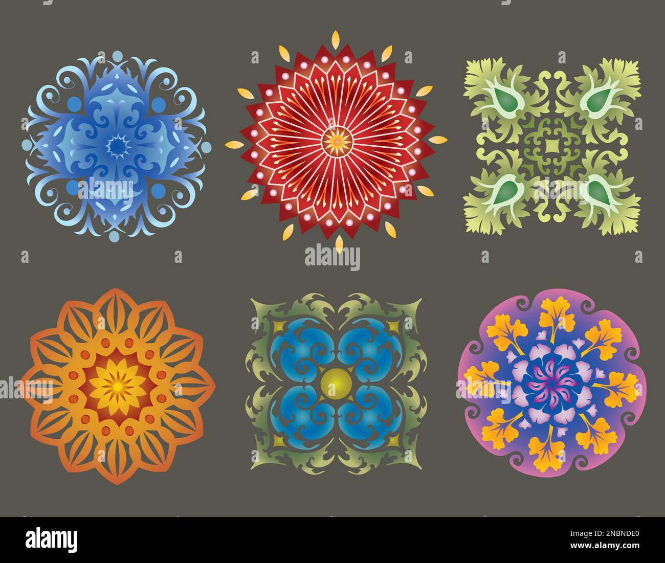 Set of Flower Nature Mandalas Mutlicolored Stock Vector Image & Art - Alamy
