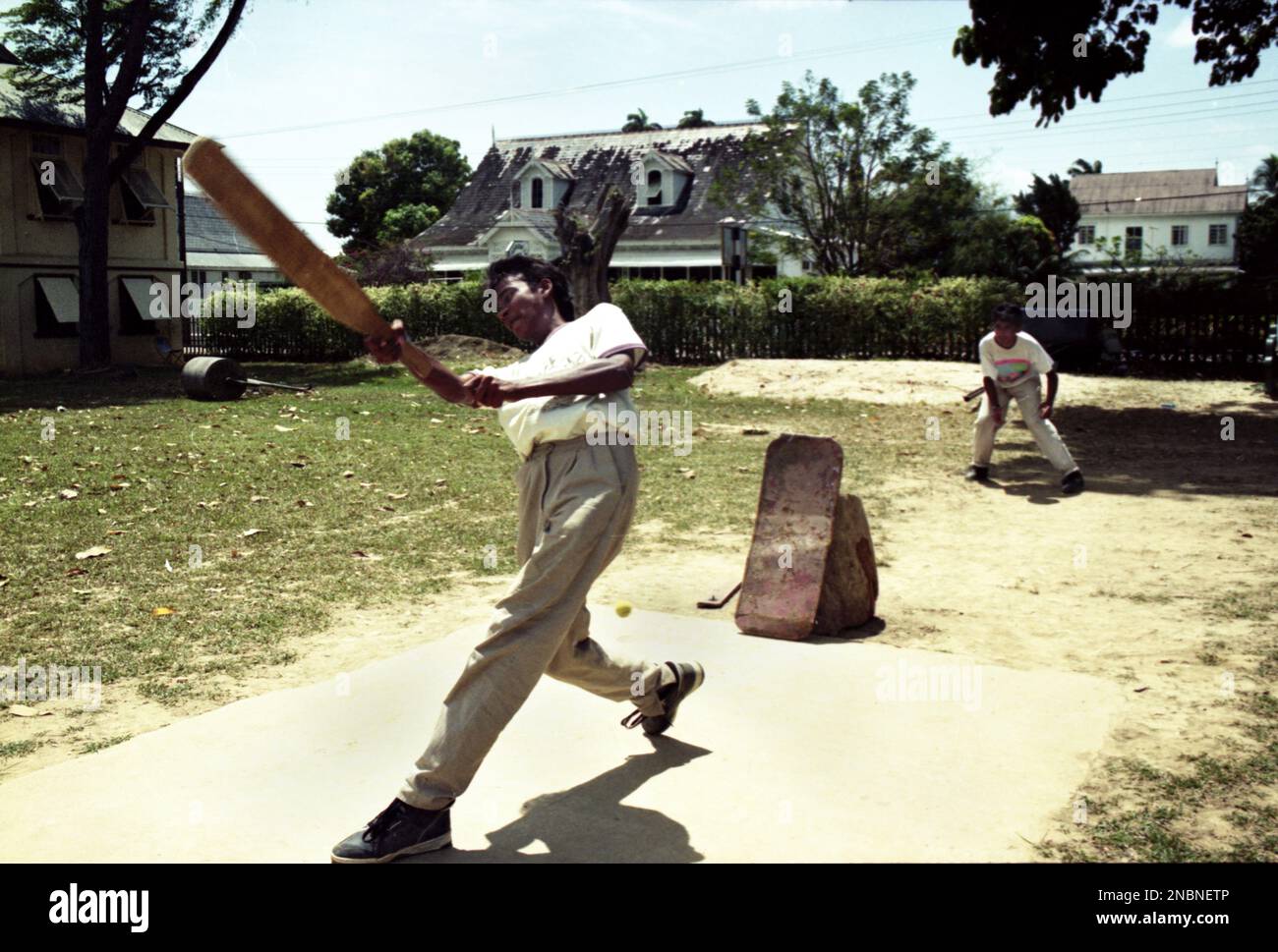 Boys playing Cricket in Trinidad, West Indiews 1991 Photo by Tony
