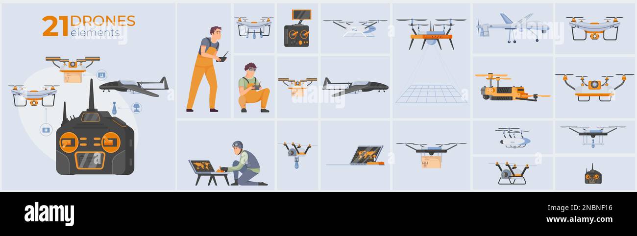 Drones composition set with unmanned aerial vehicles and monitoring ...