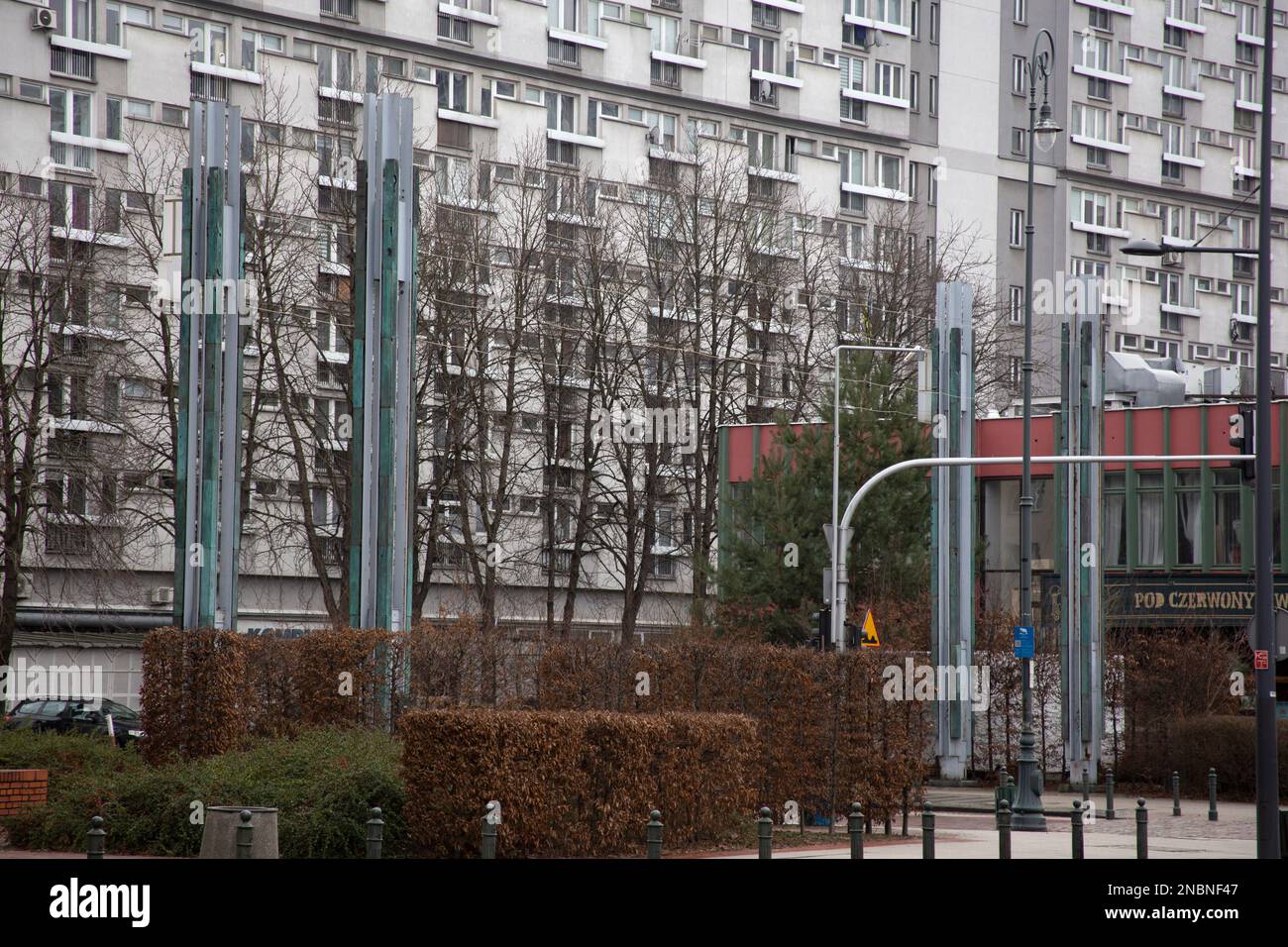 The Warsaw Ghetto Bridge Memorial in daylight, Chłodna Street Warsaw Poland Stock Photo Alamy