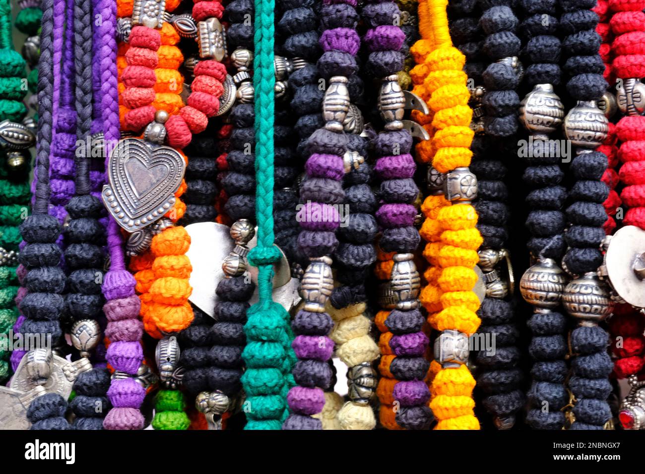 Indian Traditional jewellery displayed in a street shop for sale in