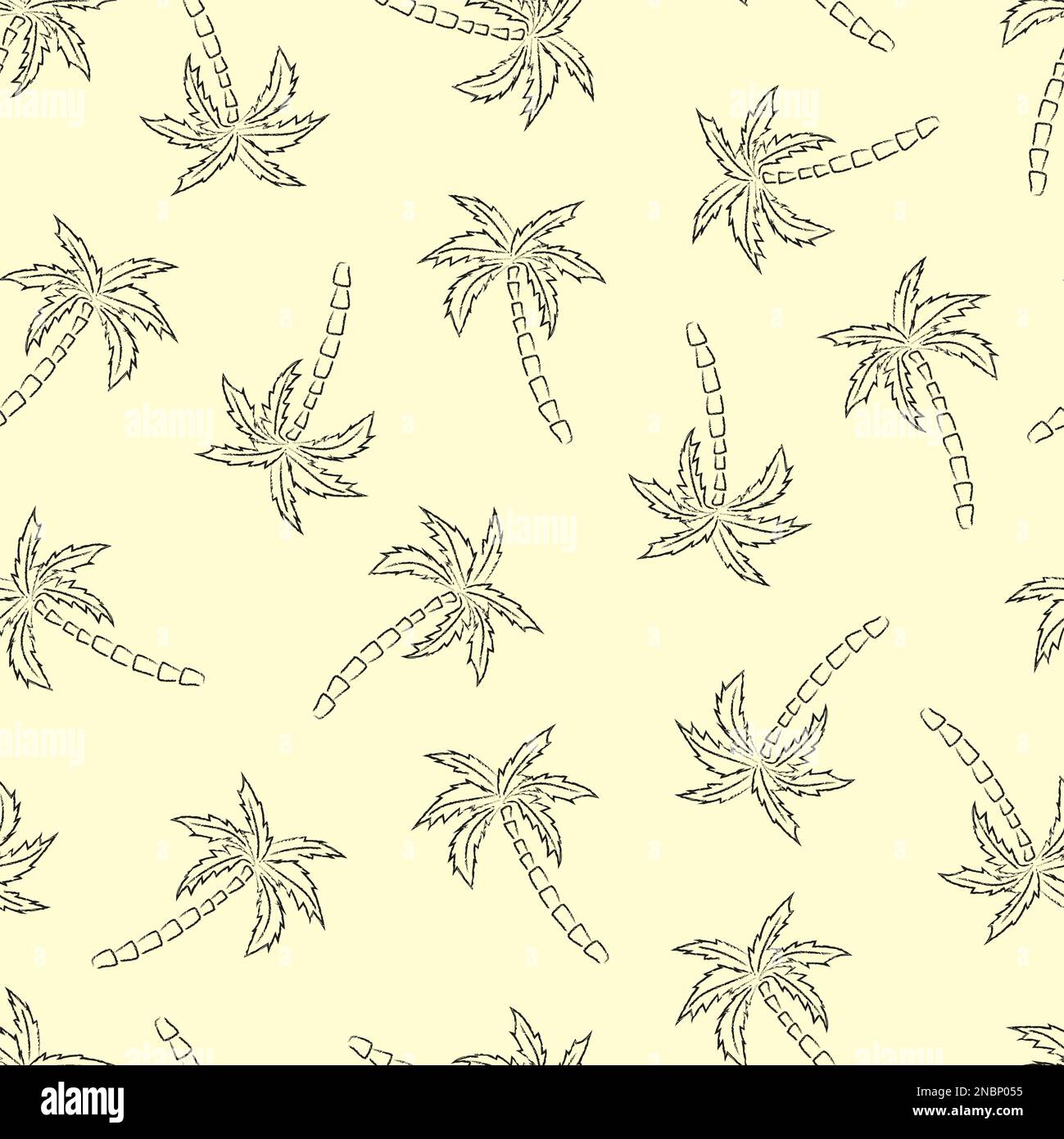 Palm trees silhouette print. Vector seamless pattern with tropical plants. Stock Vector