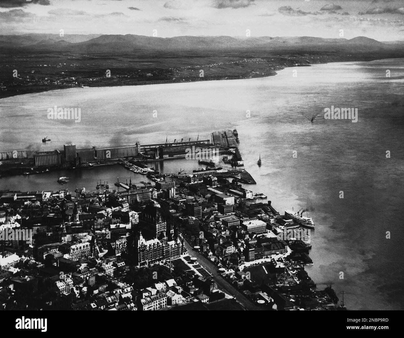 An Aerial view of the St. Lawrence River and Quebec Harbour, on May 15 ...