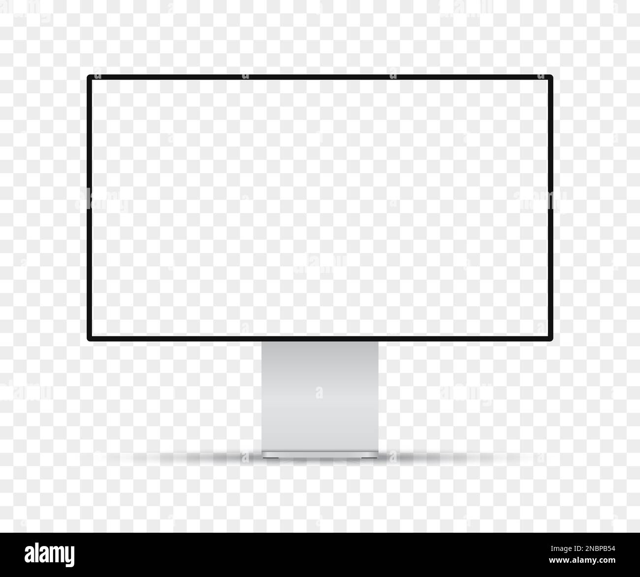 Realistic computer monitor with blank screen on a transparent ...