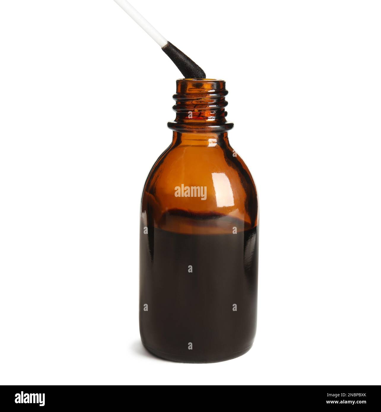 Bottle of medical iodine and cotton bud on white background Stock Photo Alamy