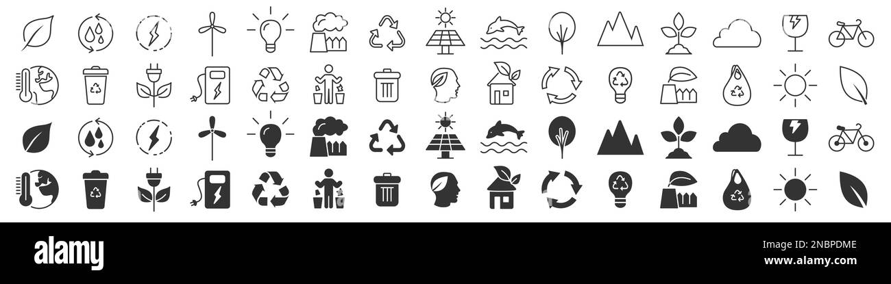Environment and eco excellent icons collection in two different styles ...