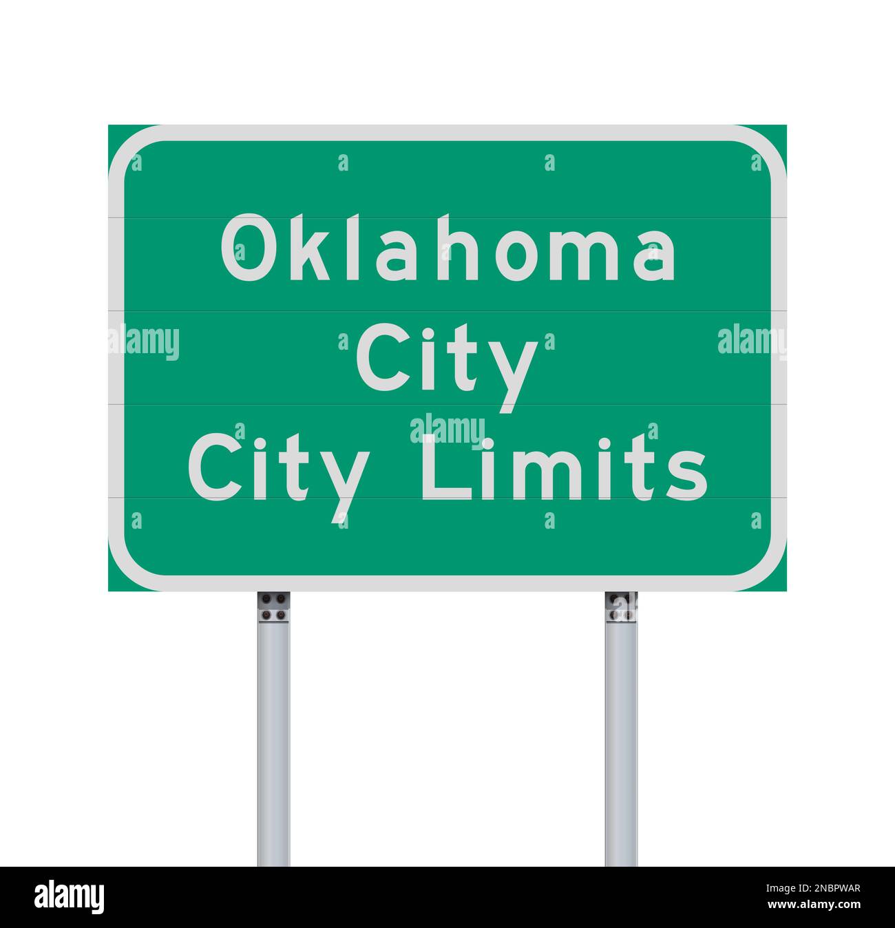 Vector illustration of the Oklahoma City (Oklahoma) City Limits green road sign on metallic posts Stock Vector