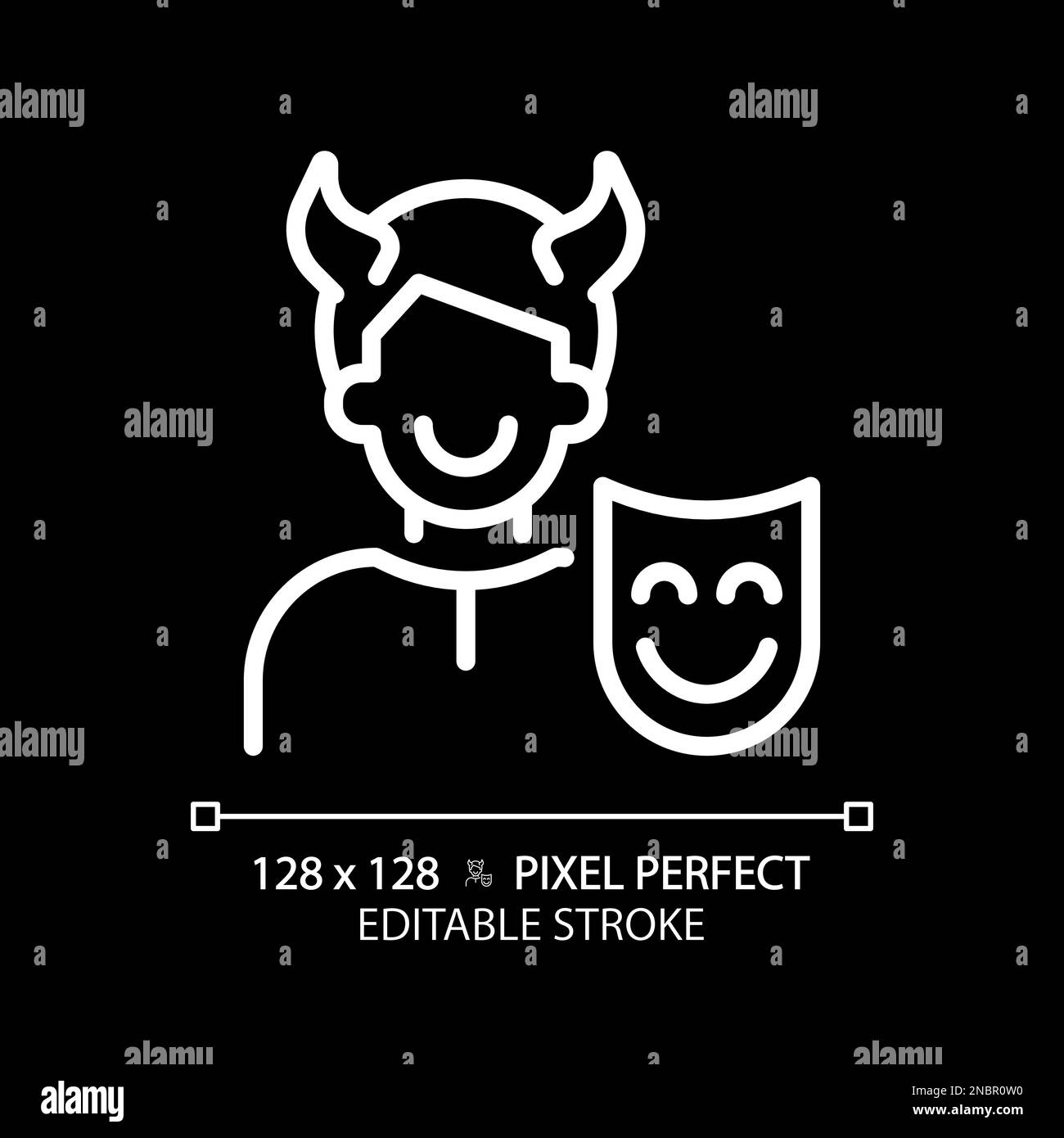 Trickster pixel perfect white linear icon for dark theme Stock 