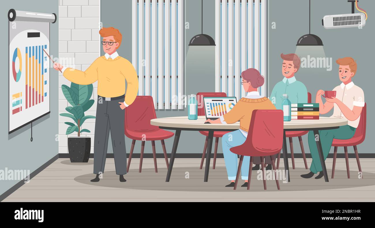 Meeting room cartoon concept with business people listening to presentation  in office space vector illustration Stock Vector Image & Art - Alamy