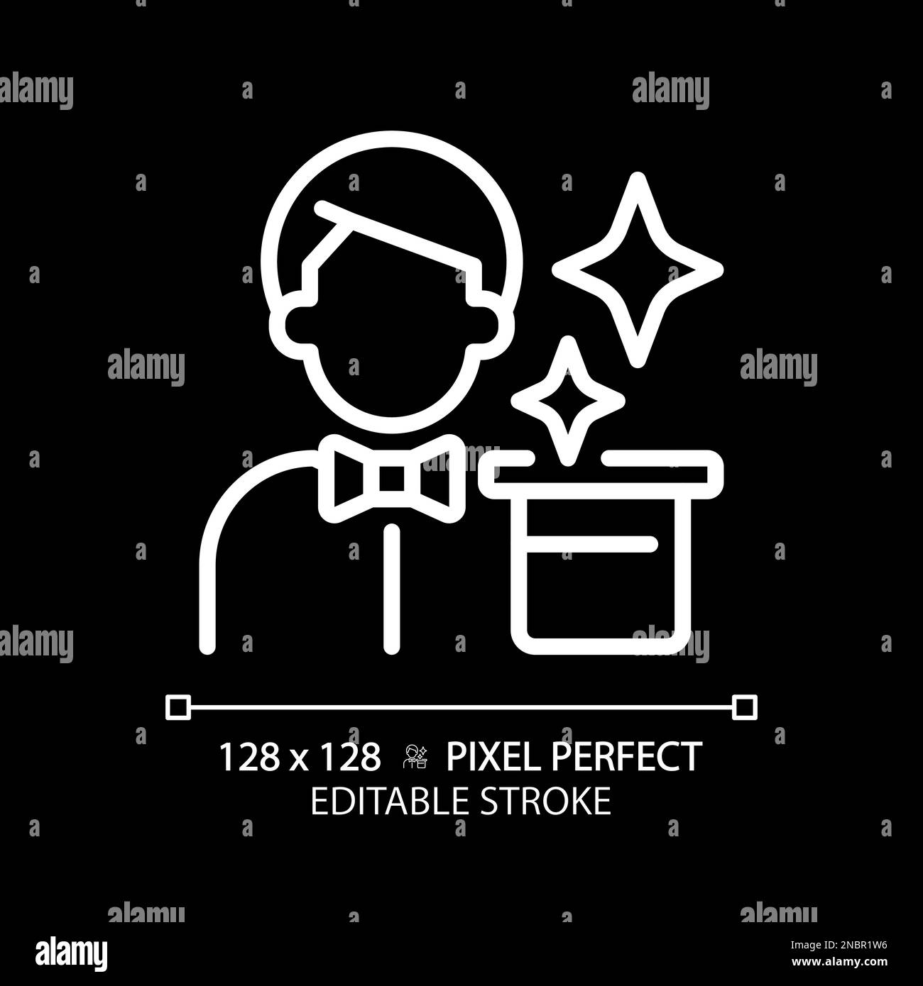 Magician pixel perfect white linear icon for dark theme Stock Vector ...