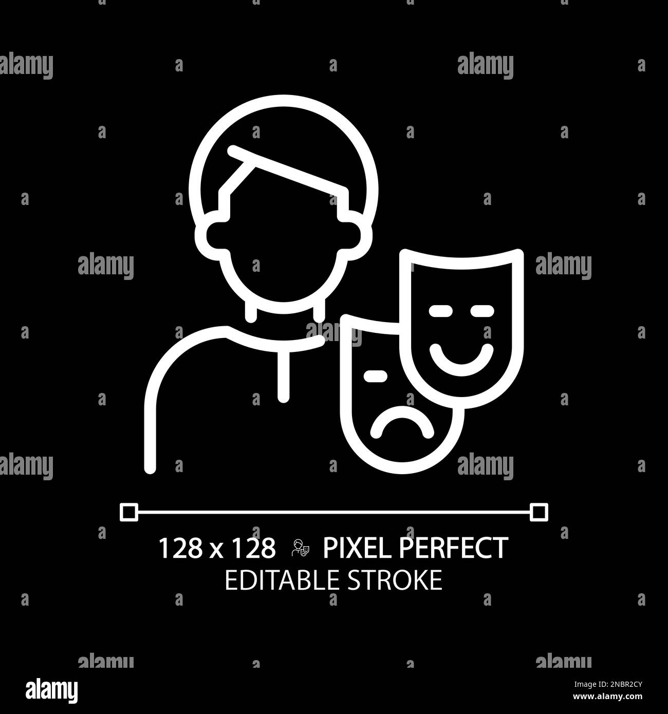 Persona pixel perfect white linear icon for dark theme Stock Vector ...
