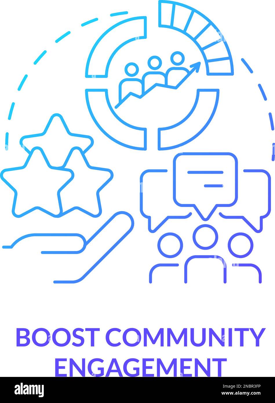 Boost community engagement blue gradient concept icon Stock Vector ...