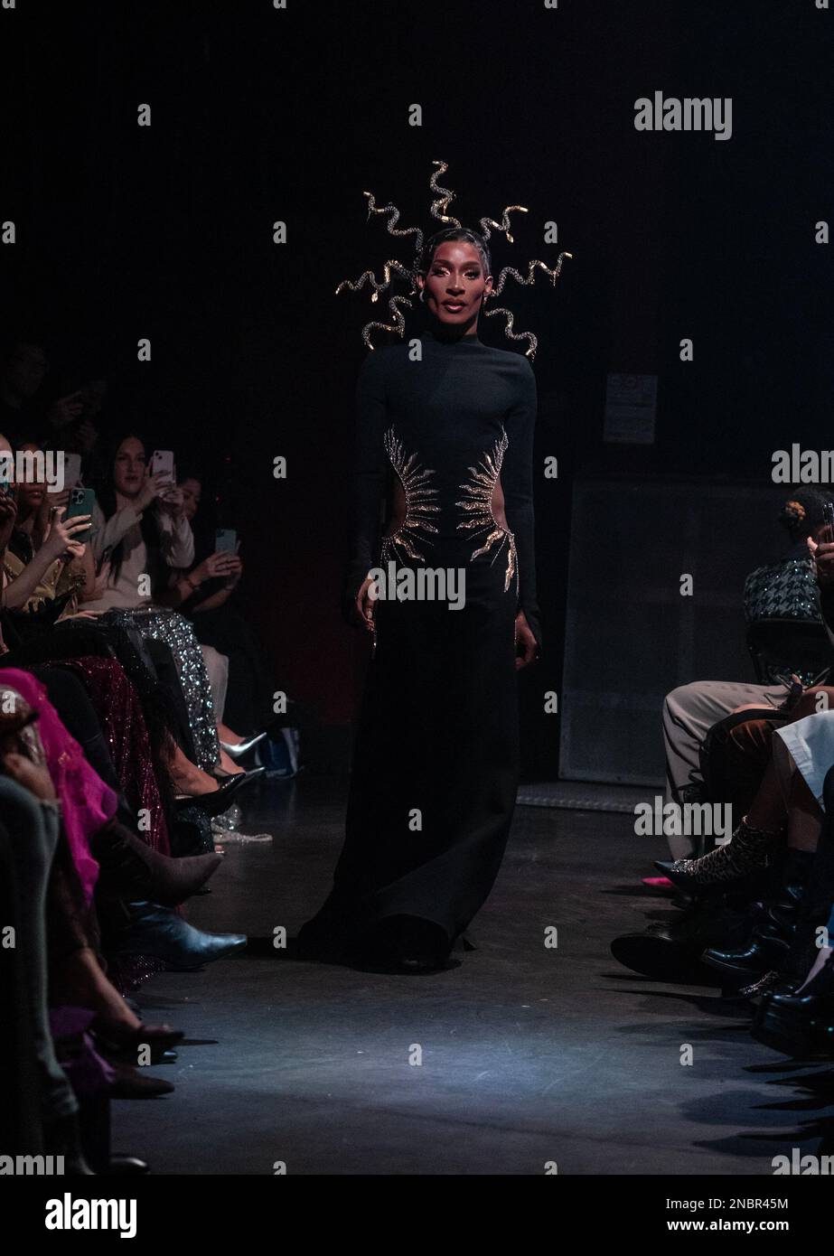 February 13, 2023, New York, New York, United States: Model walks runway for Cucculelli Shaheen collection Les Radiants show during Fall/Winter 2023 Fashion Week at Webster Hall (Credit Image: © Lev Radin/Pacific Press via ZUMA Press Wire) EDITORIAL USAGE ONLY! Not for Commercial USAGE! Stock Photo