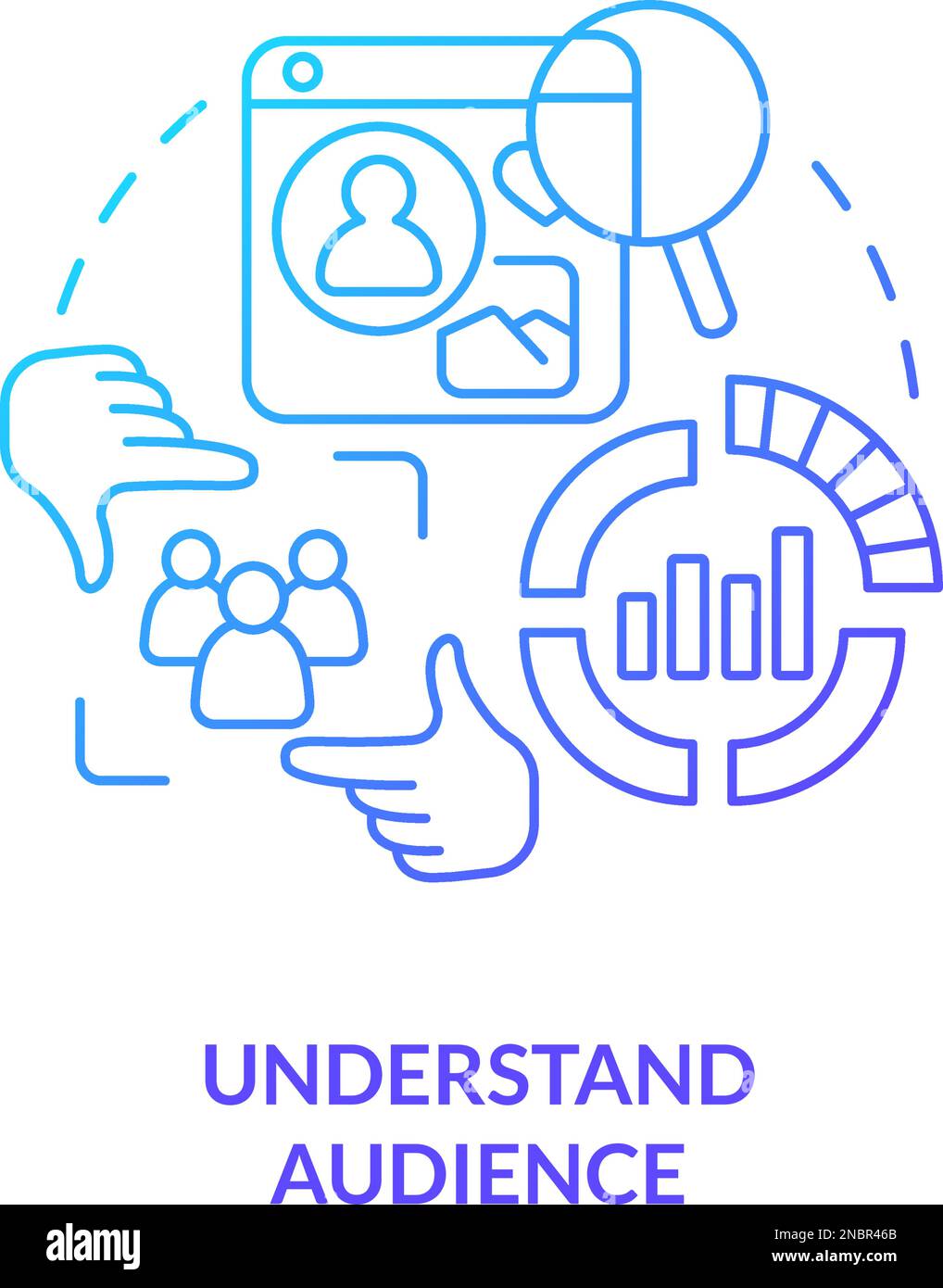 Understand audience blue gradient concept icon Stock Vector