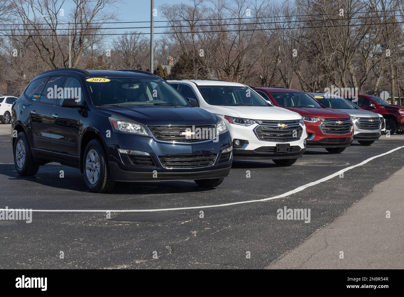 Marion Circa February 2023 Used car display at a Chevrolet