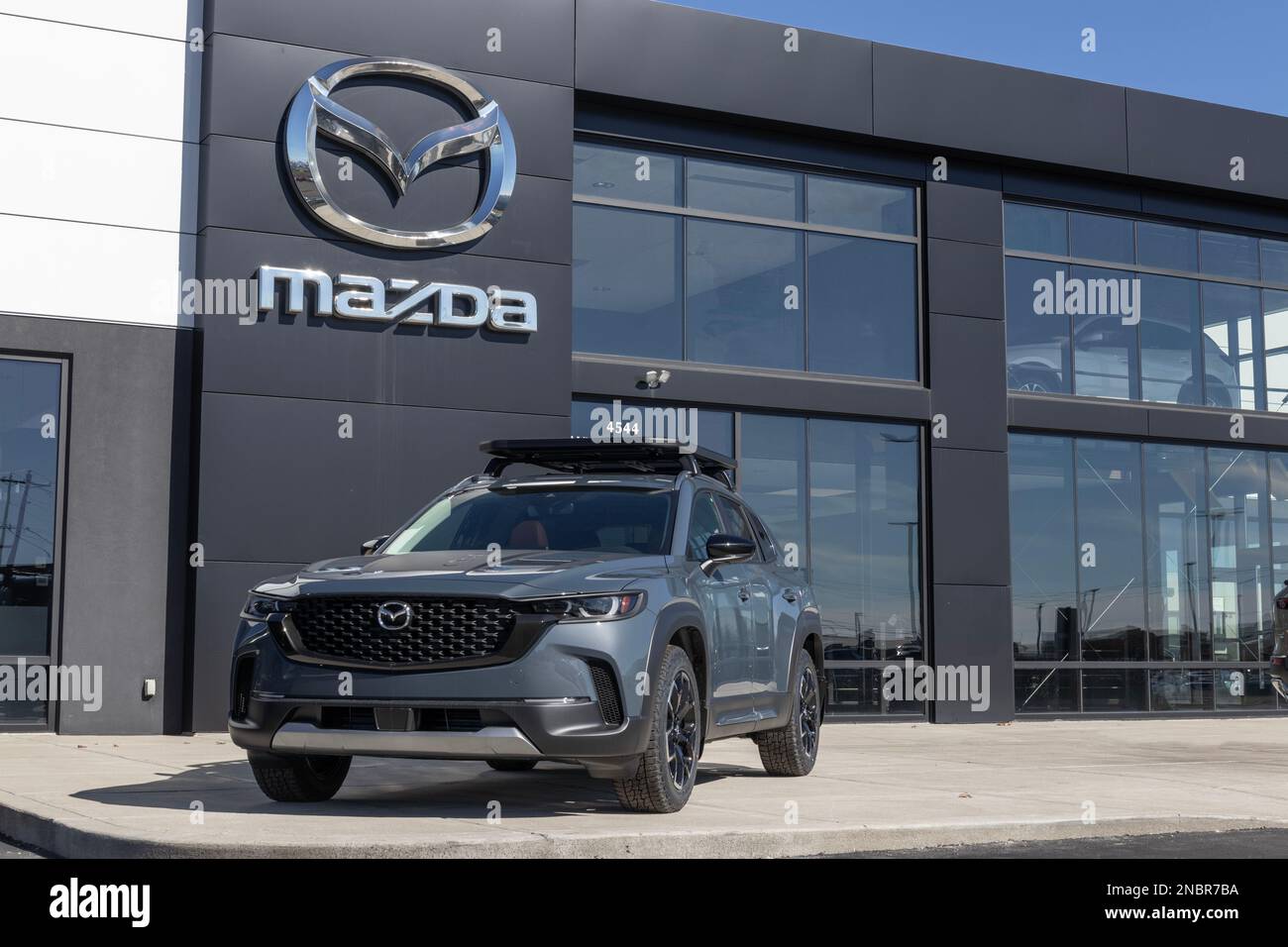 Cincinnati - Circa February 2023: Mazda CX-50 display at a dealership. Mazda offers the CX-50 with i-ACTIV AWD. Stock Photo