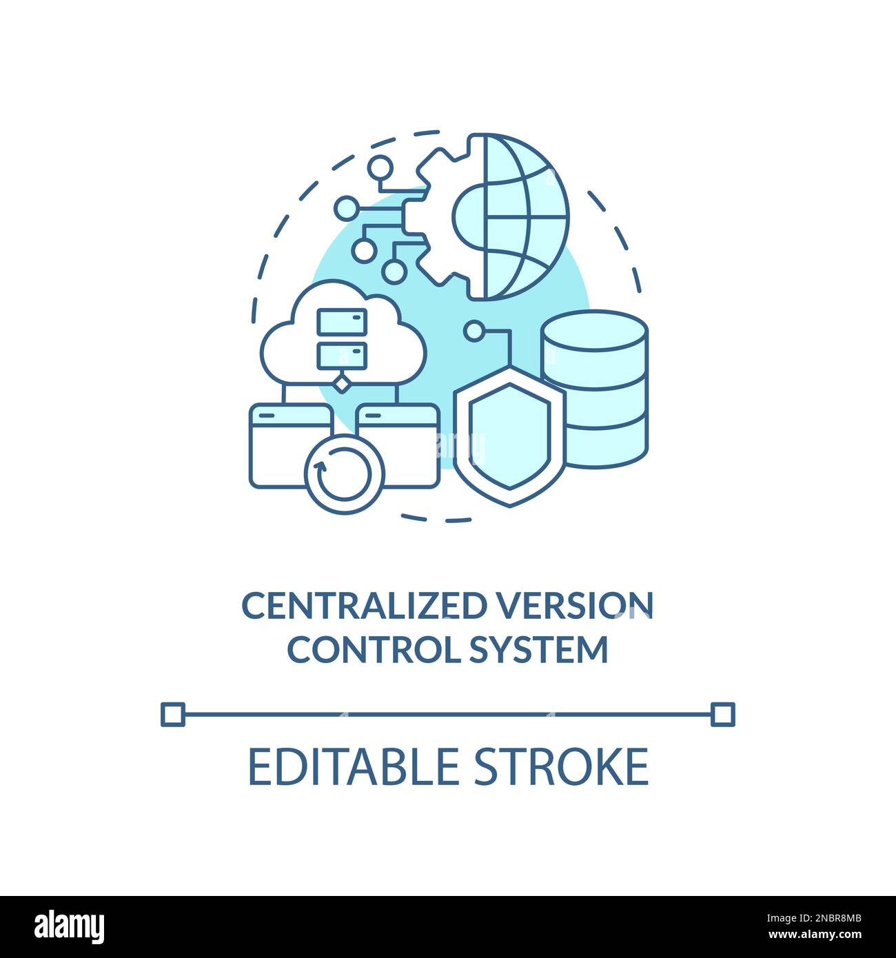Centralized version control system turquoise concept icon Stock Vector