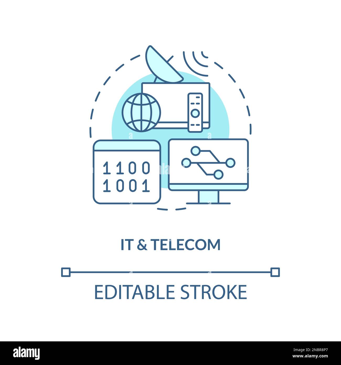 IT and telecom turquoise concept icon Stock Vector