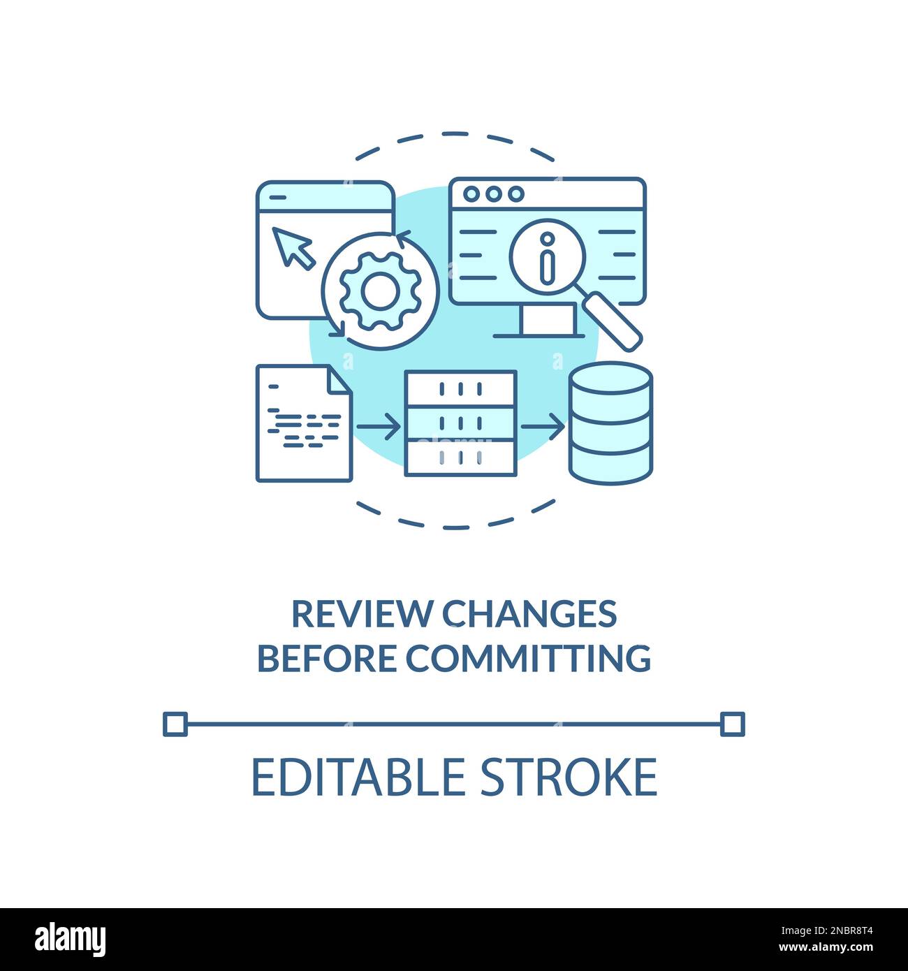 Review changes before committing turquoise concept icon Stock Vector ...
