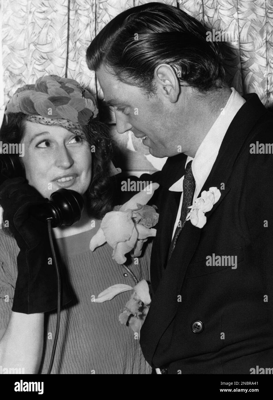 American actor Johnny Weissmuller, Tarzan of the films, and his bride, Beryl Scott, a San