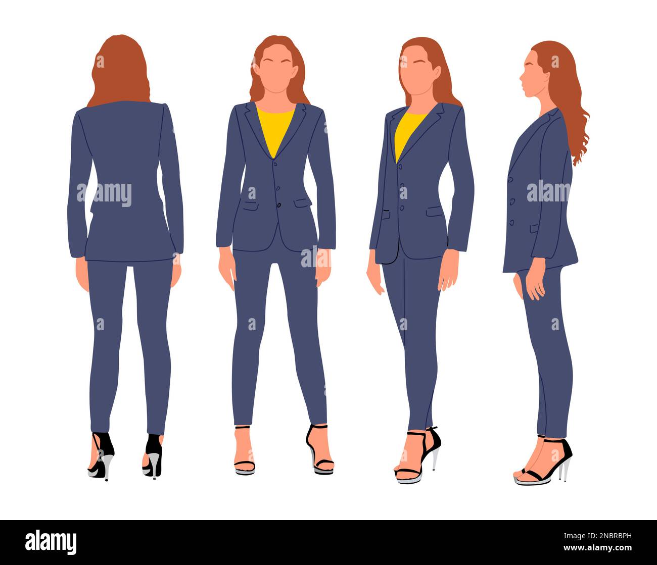 Business woman isolated. Business pose and gesture. Young businesswoman  illustration. Crossed arms Stock Photo - Alamy