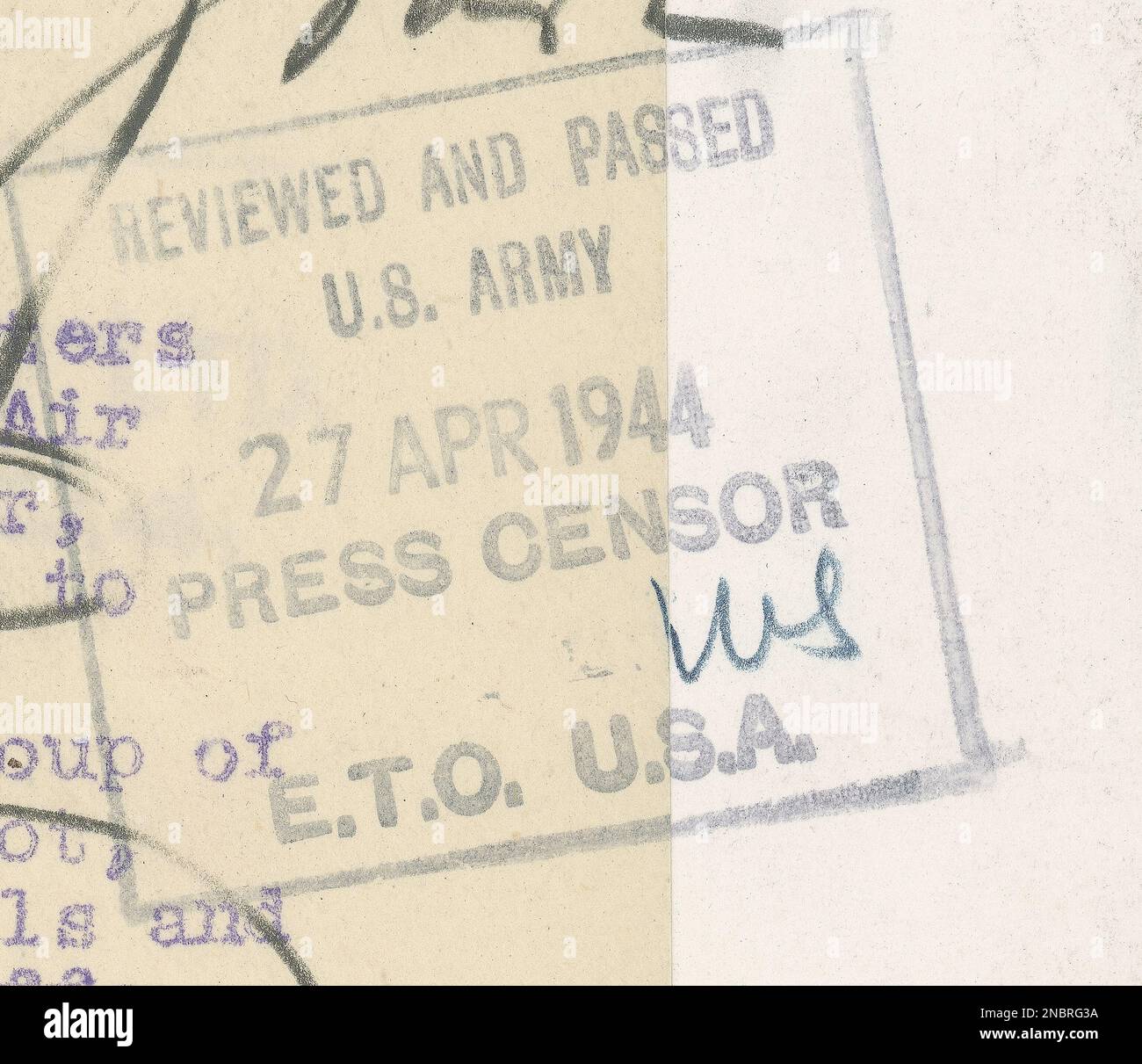 A World War II censor stamp giving approval for the publication of the ...