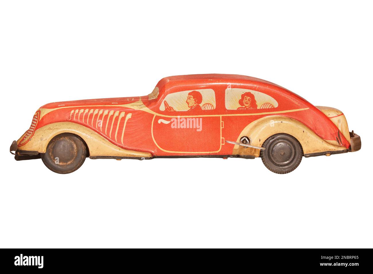 Side view of a vintage toy family car Stock Photo