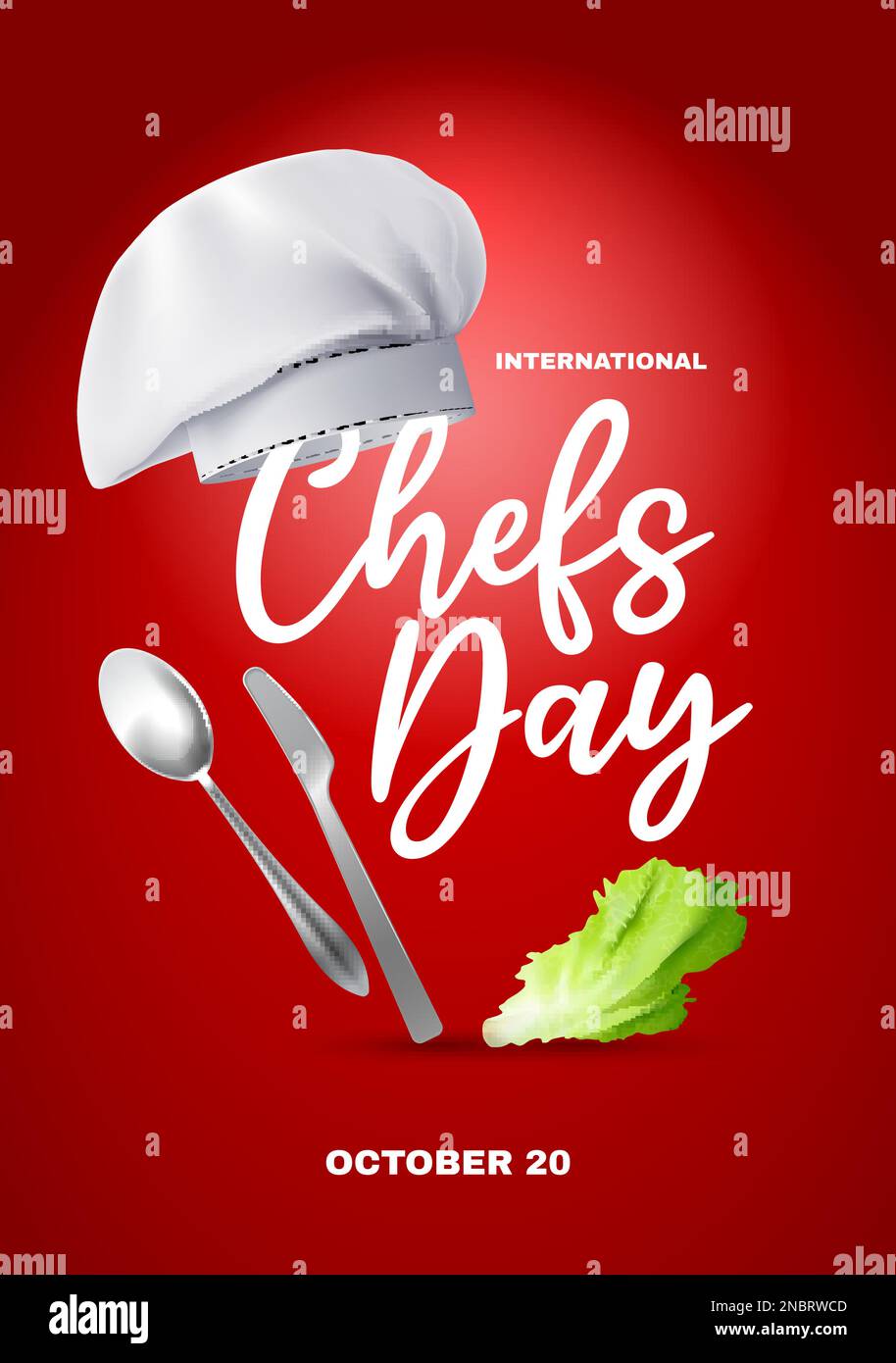 International chefs day poster vector illustration with chefs hat fork