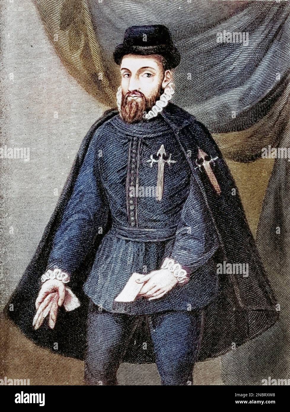 Portrait of Francisco Pizarro, (from Prescott's “Peru') from the book ' A history of Peru by Sir Clements Robert Markham, Publisher Chicago : C. H. Sergel and Company Publication date 1892 Stock Photo