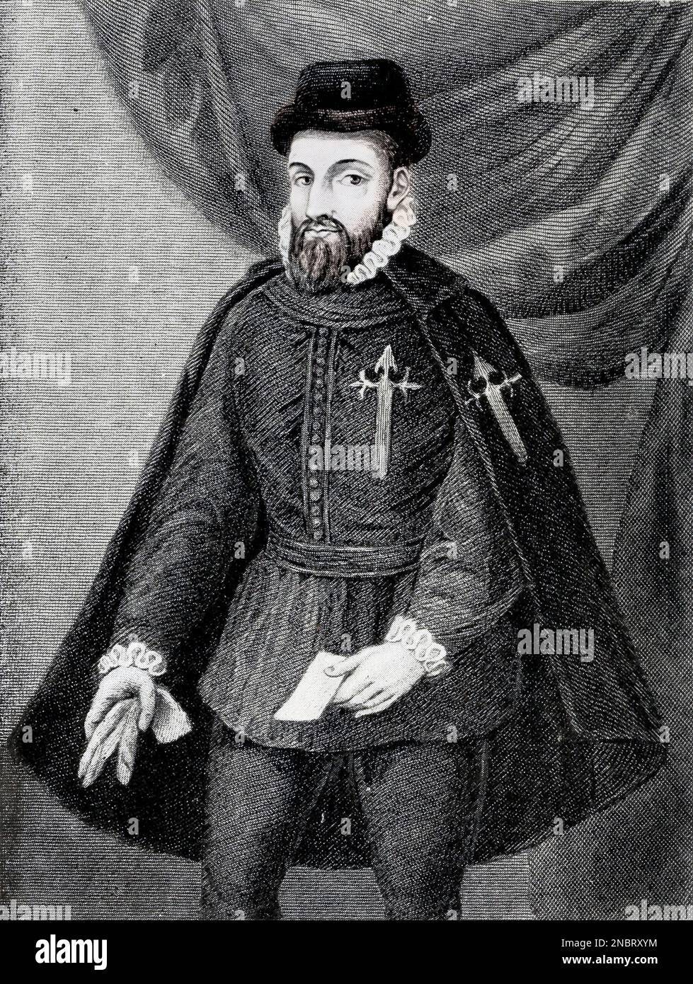 Portrait of Francisco Pizarro, (from Prescott's “Peru') from the book ' A history of Peru by Sir Clements Robert Markham, Publisher Chicago : C. H. Sergel and Company Publication date 1892 Stock Photo