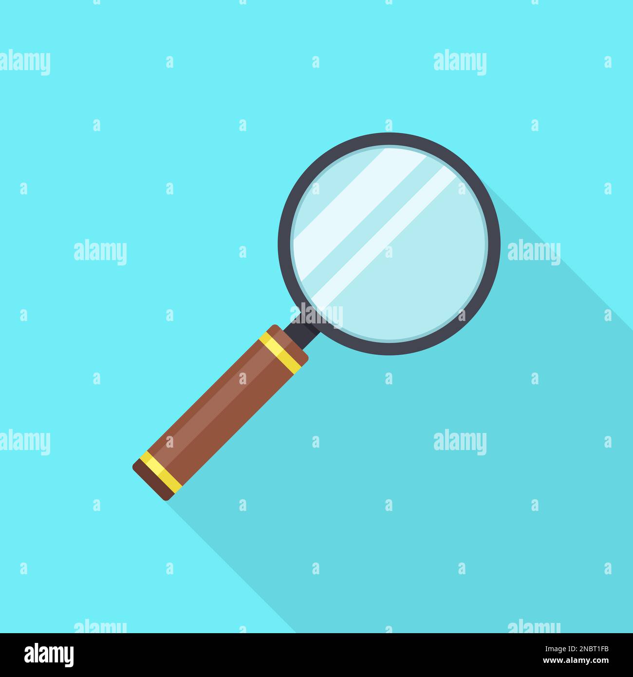 Magnifying glass in a flat design with long shadow Stock Vector