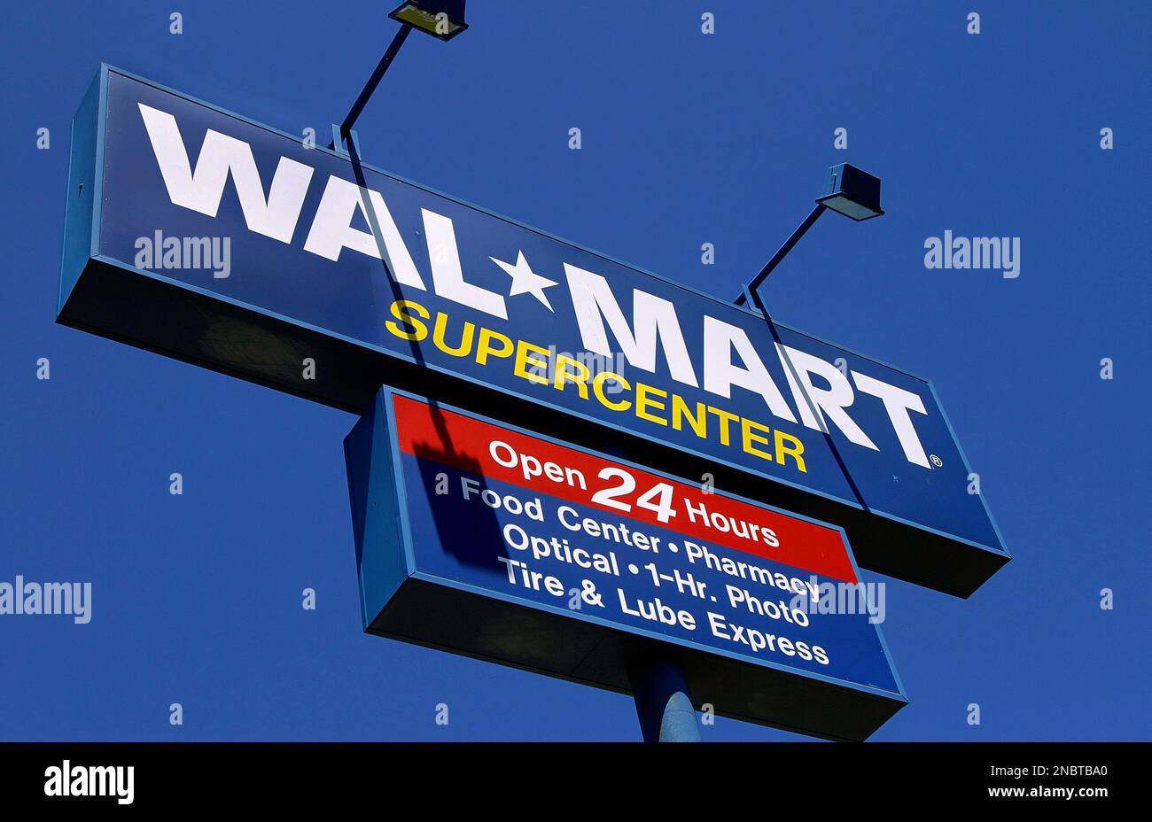 The WalMart Supercenter signage is seen in Springfield, Ill., Monday