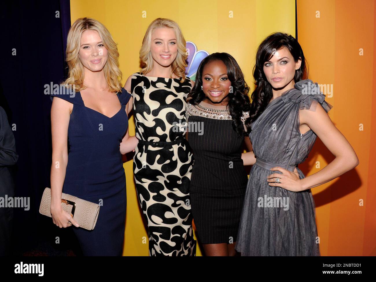 Cast members from "The Playboy Club," from left, Leah Renee, Amber Heard,  Naturi Naughton and Jenna Dewan attend the NBC Network Upfront on Monday,  May 16, 2011 in New York. (AP Photo/Evan