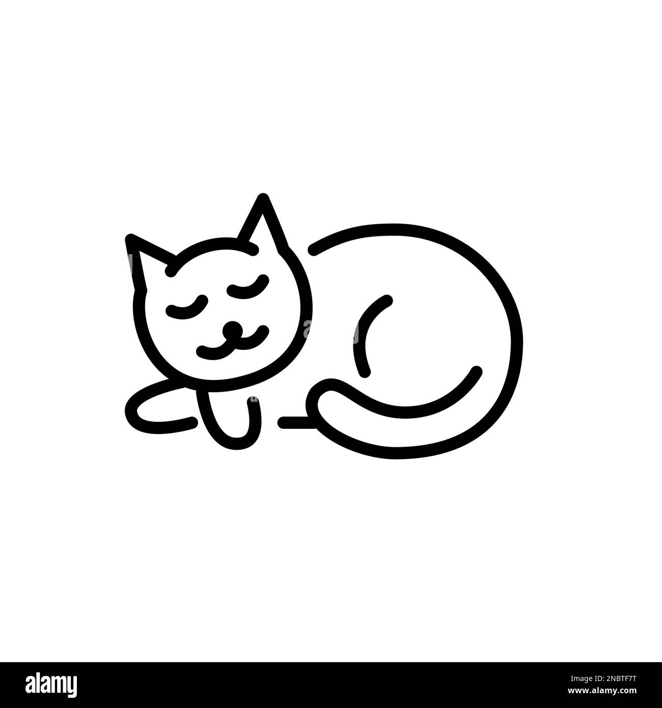 Sleeping cat. Pixel perfect, editable stroke icon Stock Vector