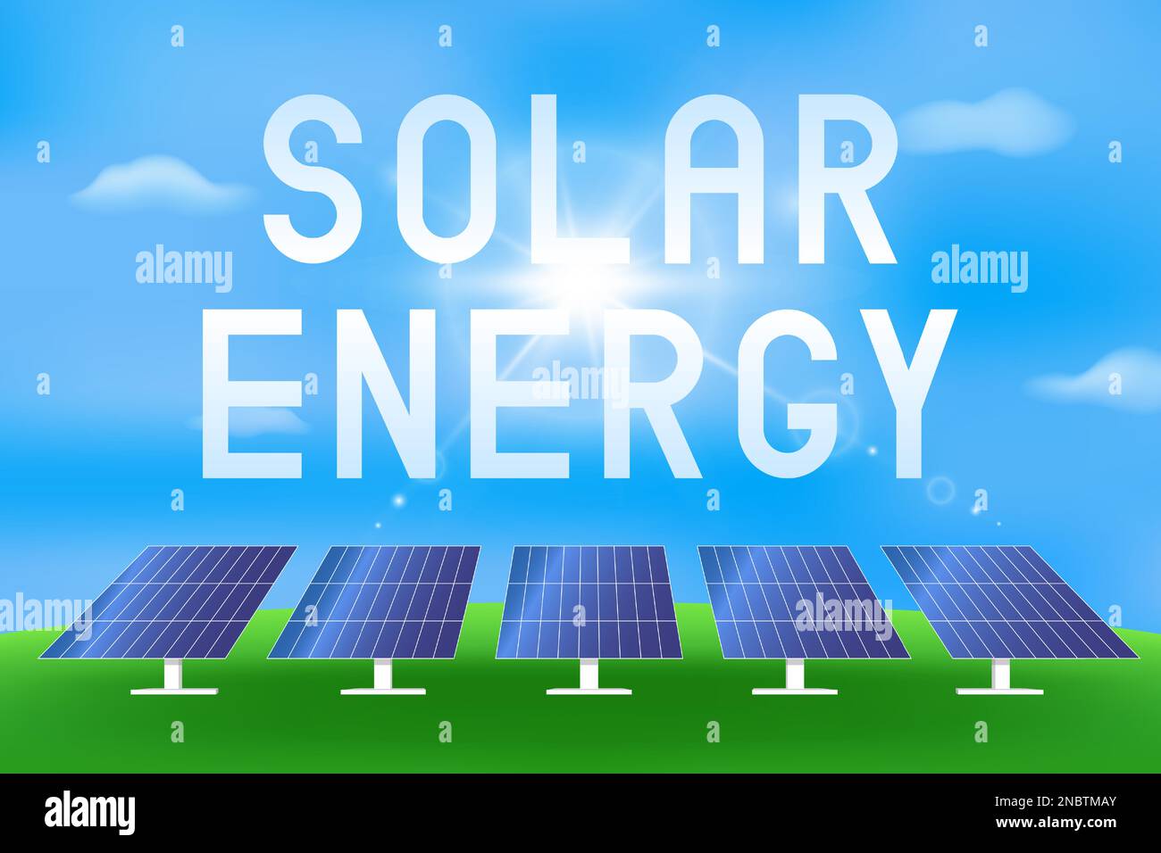 Solar panels. Alternative energy sources. Vector illustration. Stock Vector