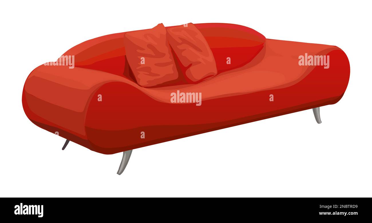 Red sofa vector realistic illustration on white Stock Vector Image