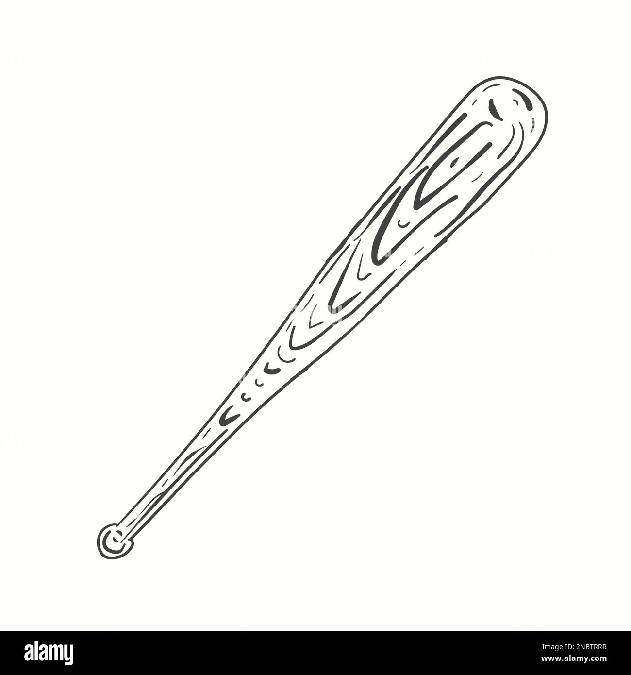 Hand drawn baseball bat of wood vector illustration in black Stock