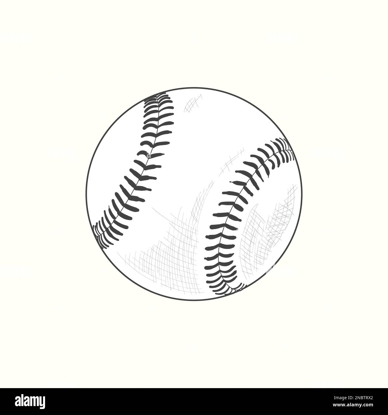 Baseball softball vector illustration in black. Detailed vintage style
