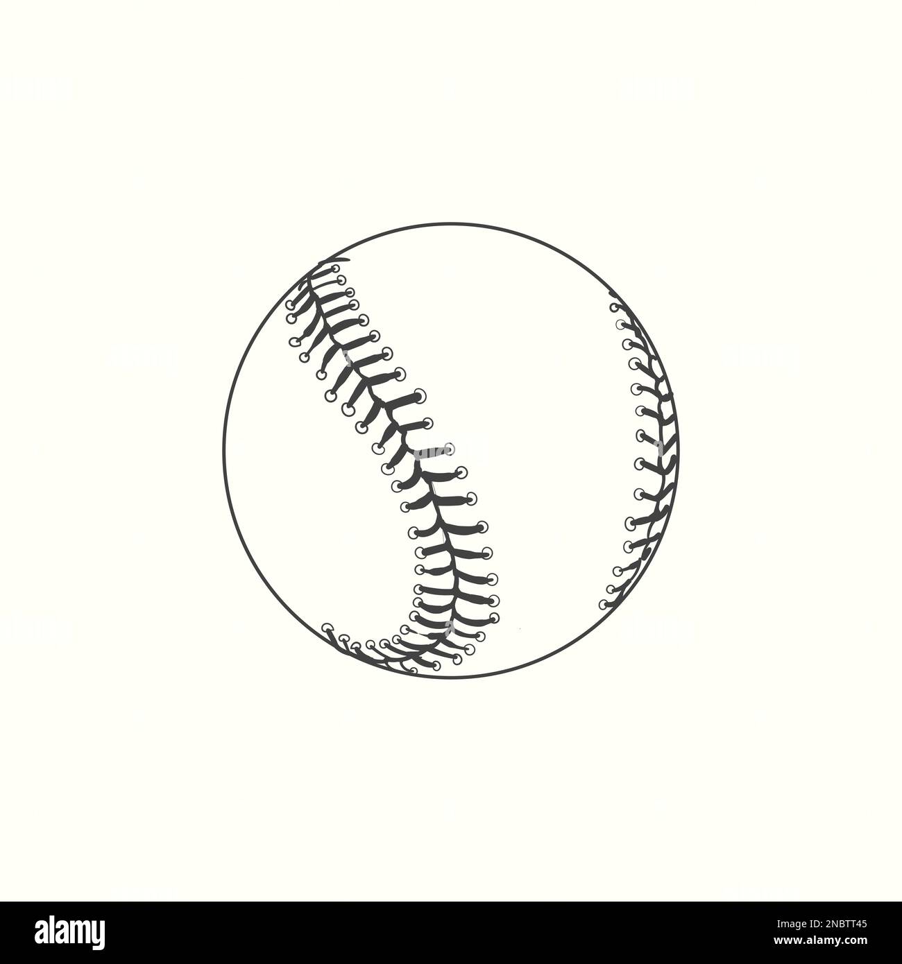 Baseball softball vector illustration in black. Detailed vintage style