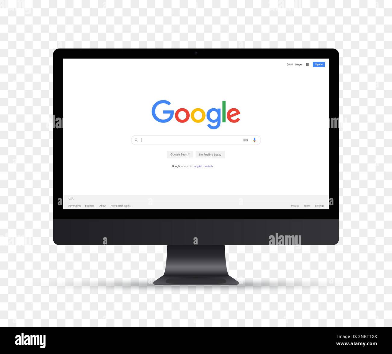 Imac with Google search window mockup. Vector illustration EPS10 Stock Vector
