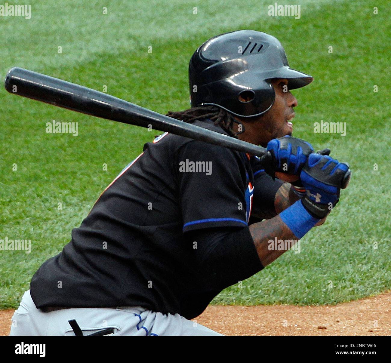 New York Mets Jose Reyes Follows Through On A Two Run Single In The Fourth Inning Of A Baseball New York Mets Jose Reyes Follows Through On A Two Run Single In The Fourth Inning Of A Baseball