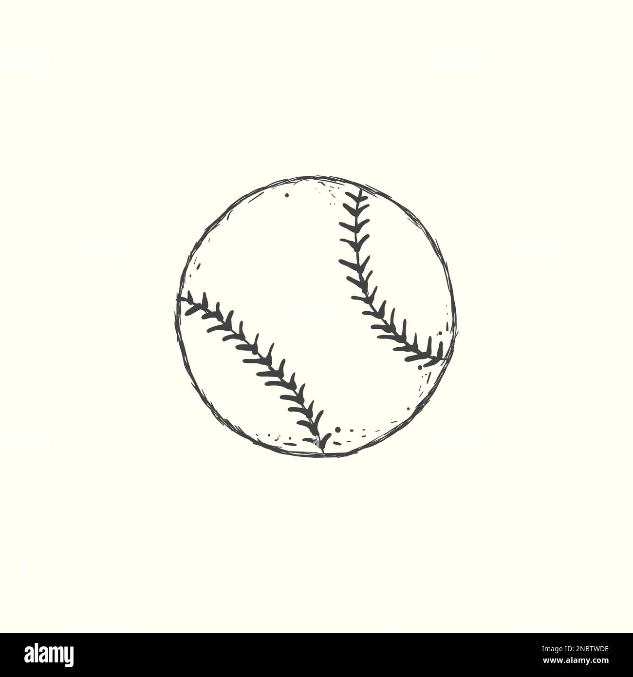 Baseball softball vector illustration in black. Detailed vintage style