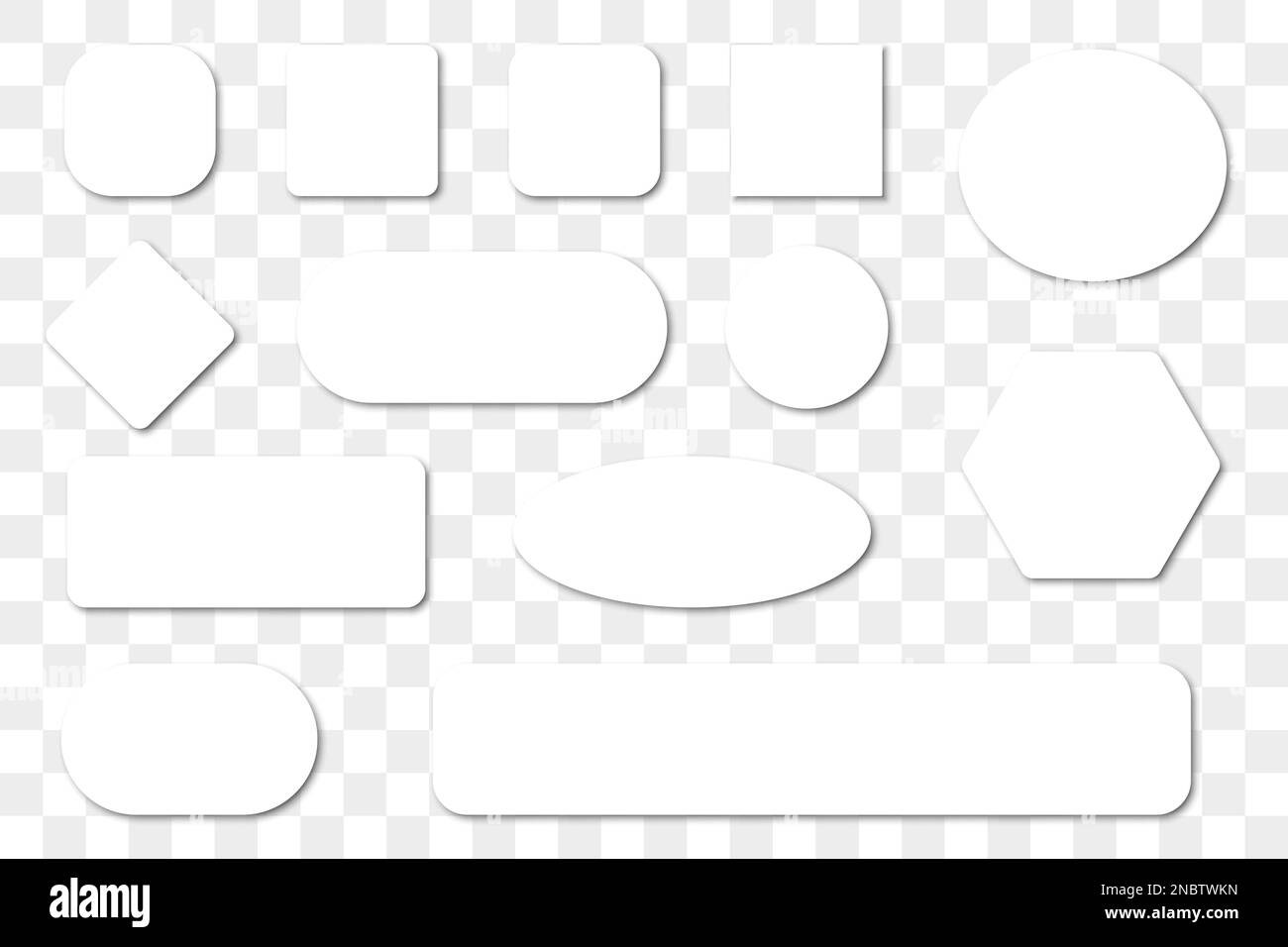 Set of blank white buttons with shadow Stock Vector
